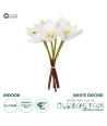 GloboStar® Artificial Garden WHITE ORCHID BOUQUET 21151 Τεχνητό Διακοσμητικό Μπουκέτο Λευκής Ορχιδέας Y26cm